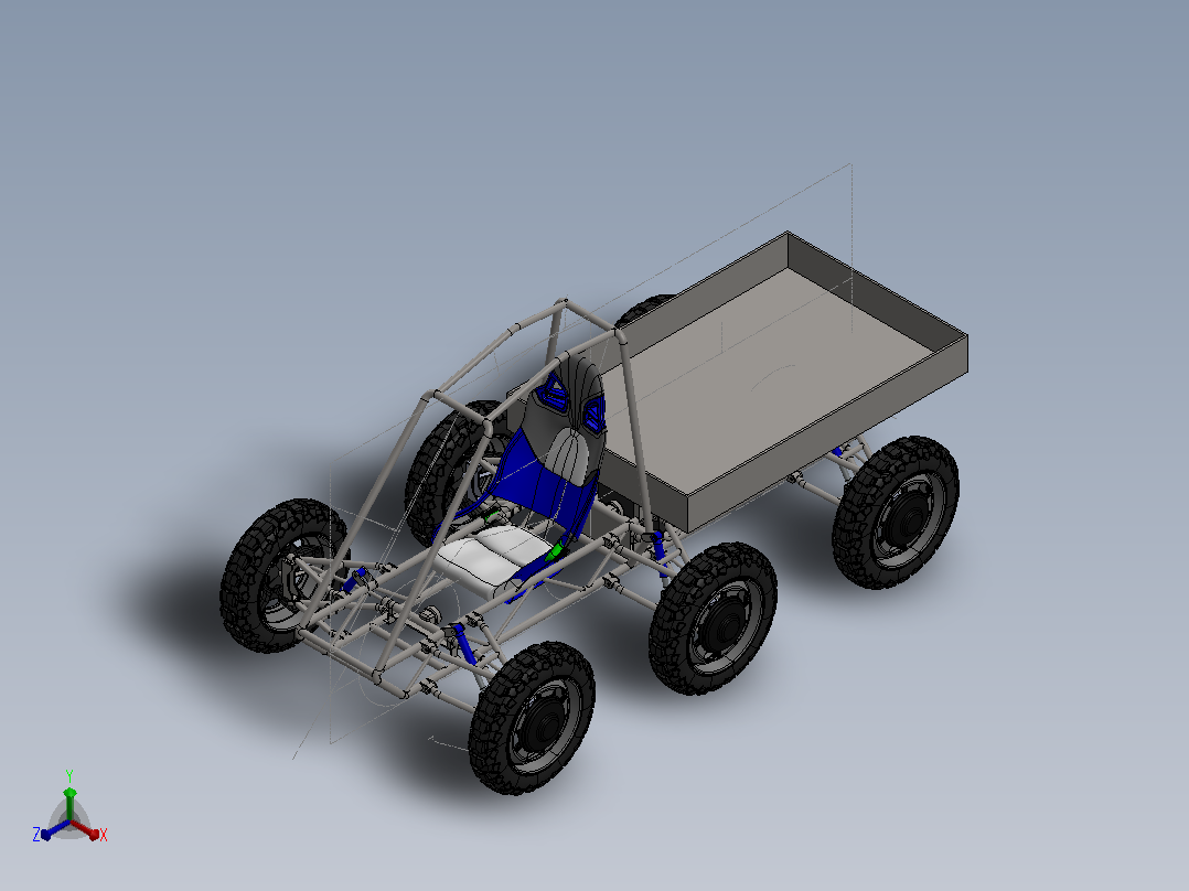 6-wheel六轮驱动越野型电动卡丁车结构正等轴测图