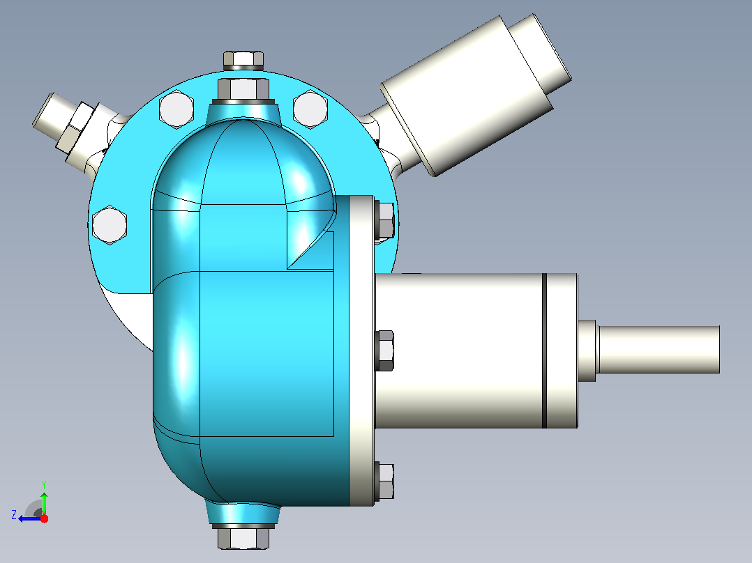 压缩空气减速器气动电机减速器右视图