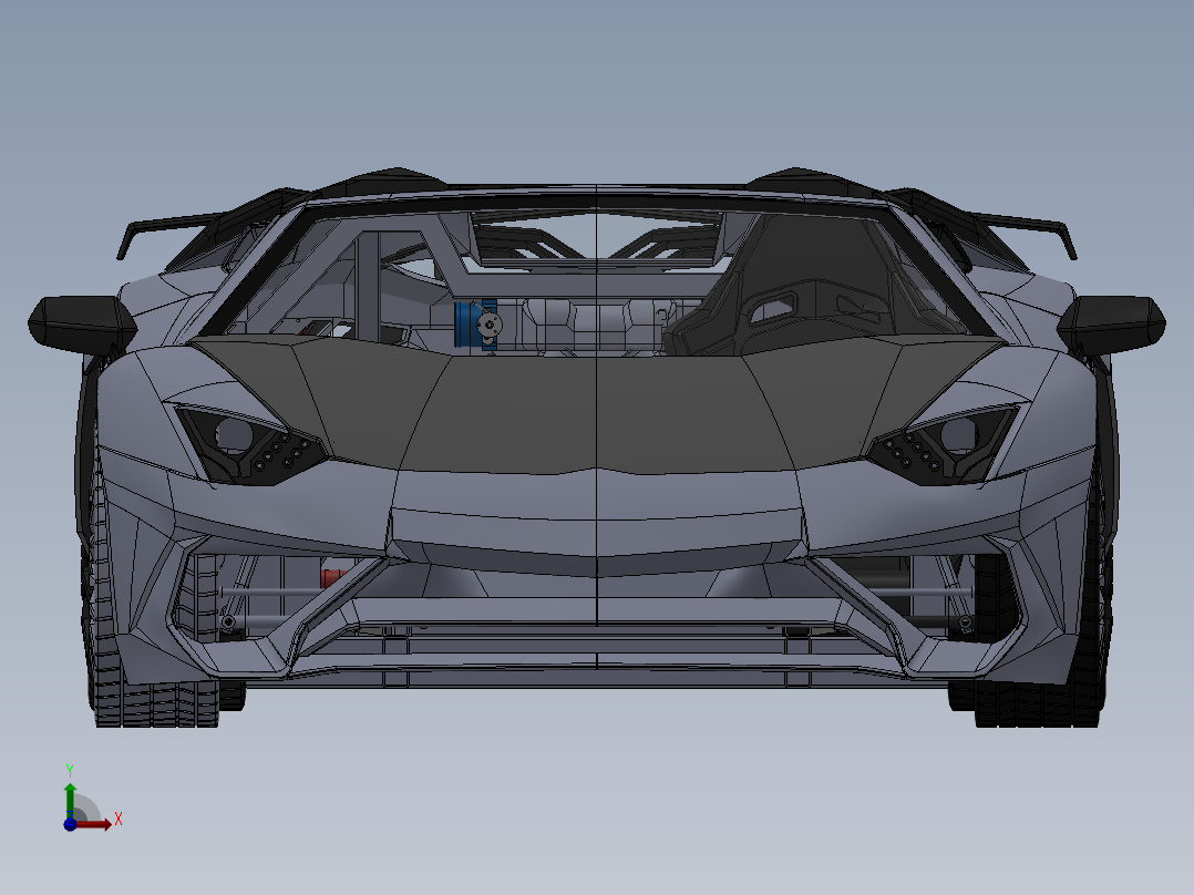 Aventador SV跑车模型3D图纸 Solidworks设计 附STEP前视图