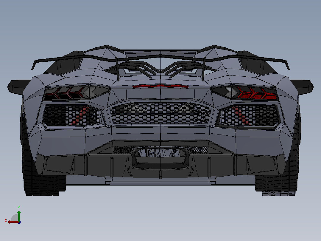 Aventador SV跑车模型3D图纸 Solidworks设计 附STEP后视图
