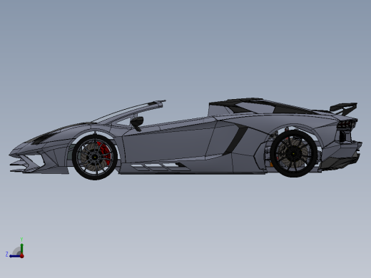 Aventador SV跑车模型3D图纸 Solidworks设计 附STEP右视缩略图