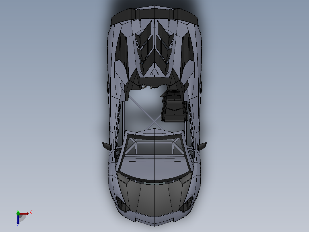 Aventador SV跑车模型3D图纸 Solidworks设计 附STEP俯视图