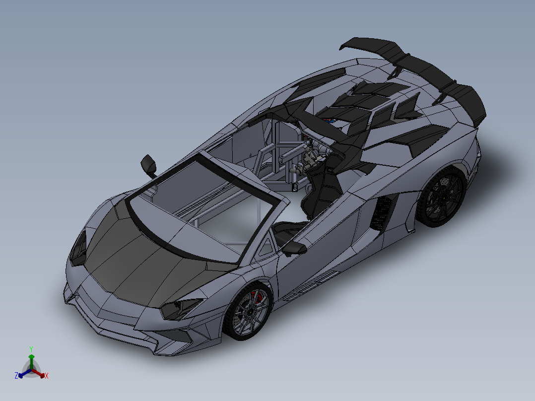 Aventador SV跑车模型3D图纸 Solidworks设计 附STEP正等轴测图