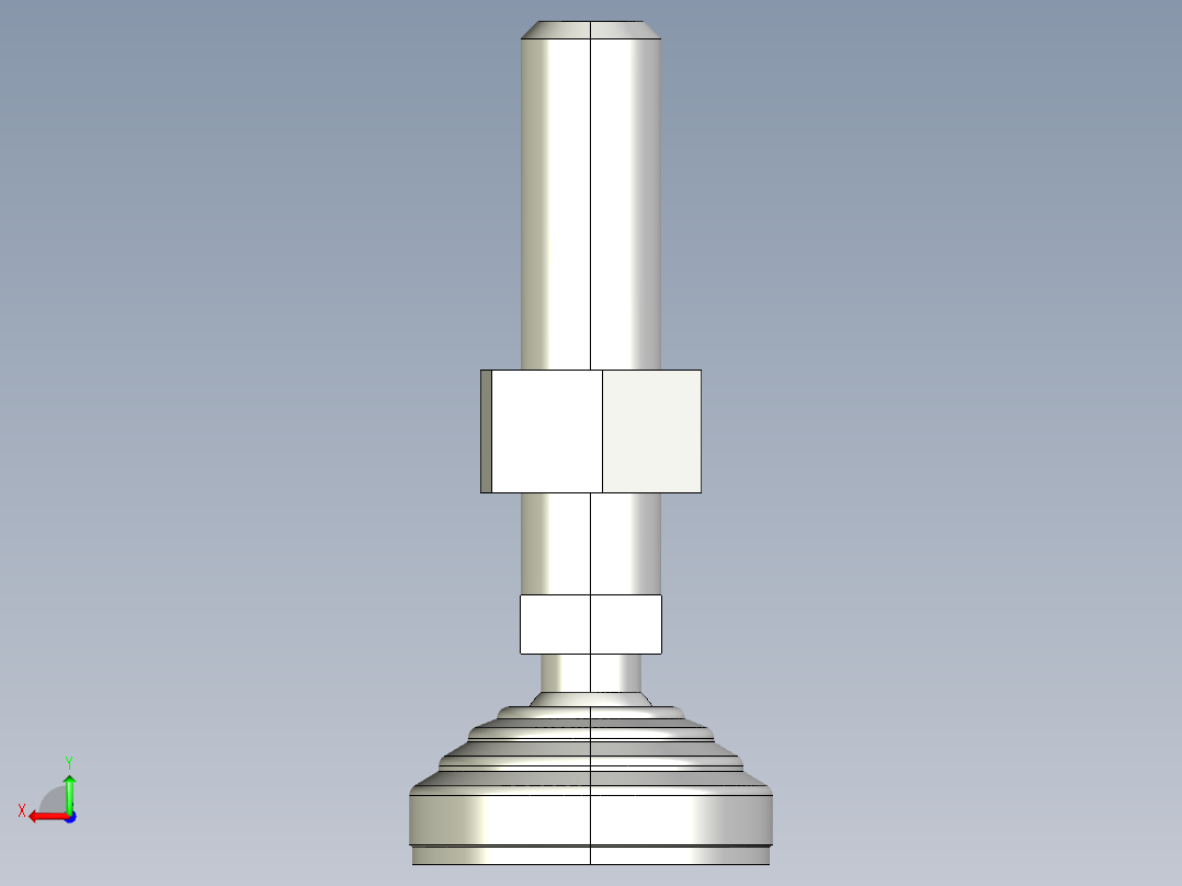 水平調整腳座LVA60-3D多系列多零件图纸模型后视图