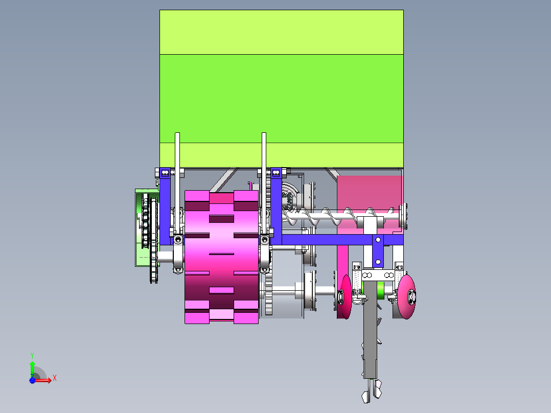 W011-果园开沟施肥机的设计【三维SW+9张CAD图纸+说明】前视图