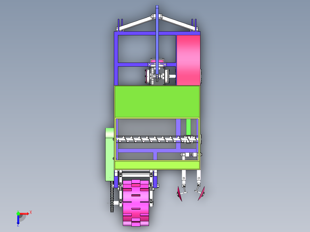 W011-果园开沟施肥机的设计【三维SW+9张CAD图纸+说明】俯视图