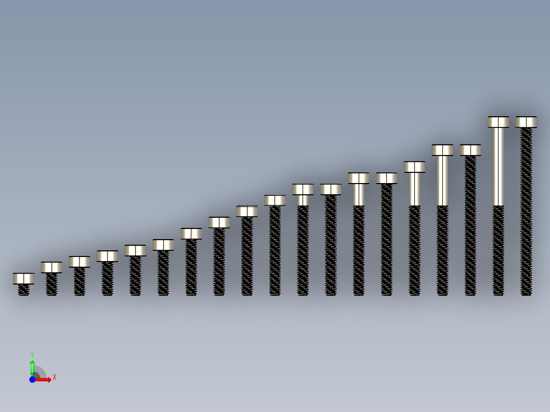 M2公制内六角螺钉汇总前视图