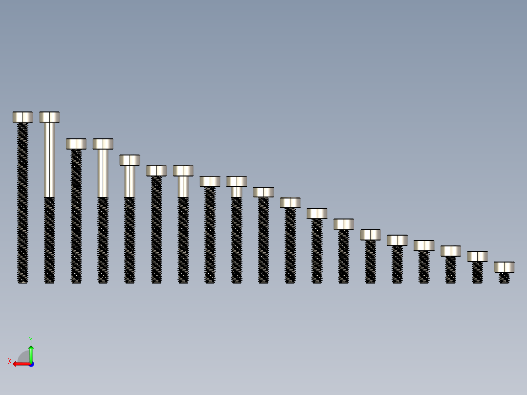 M2公制内六角螺钉汇总后视图