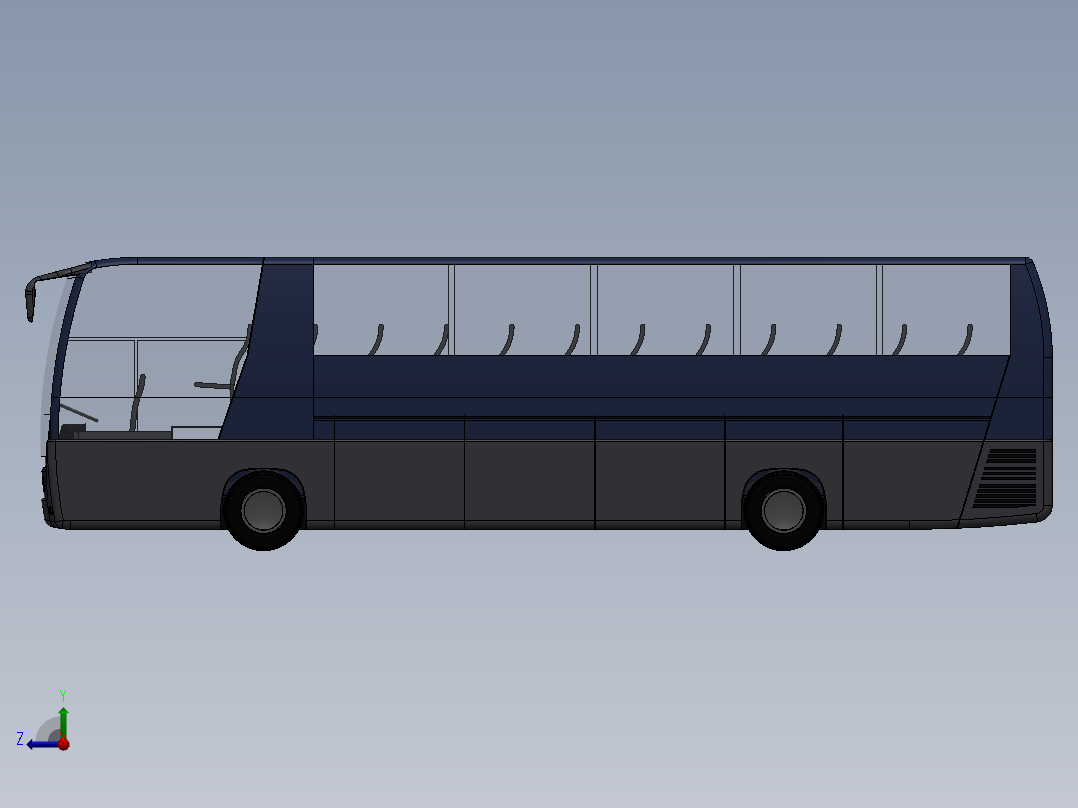 客车、公交车、公共客车右视图