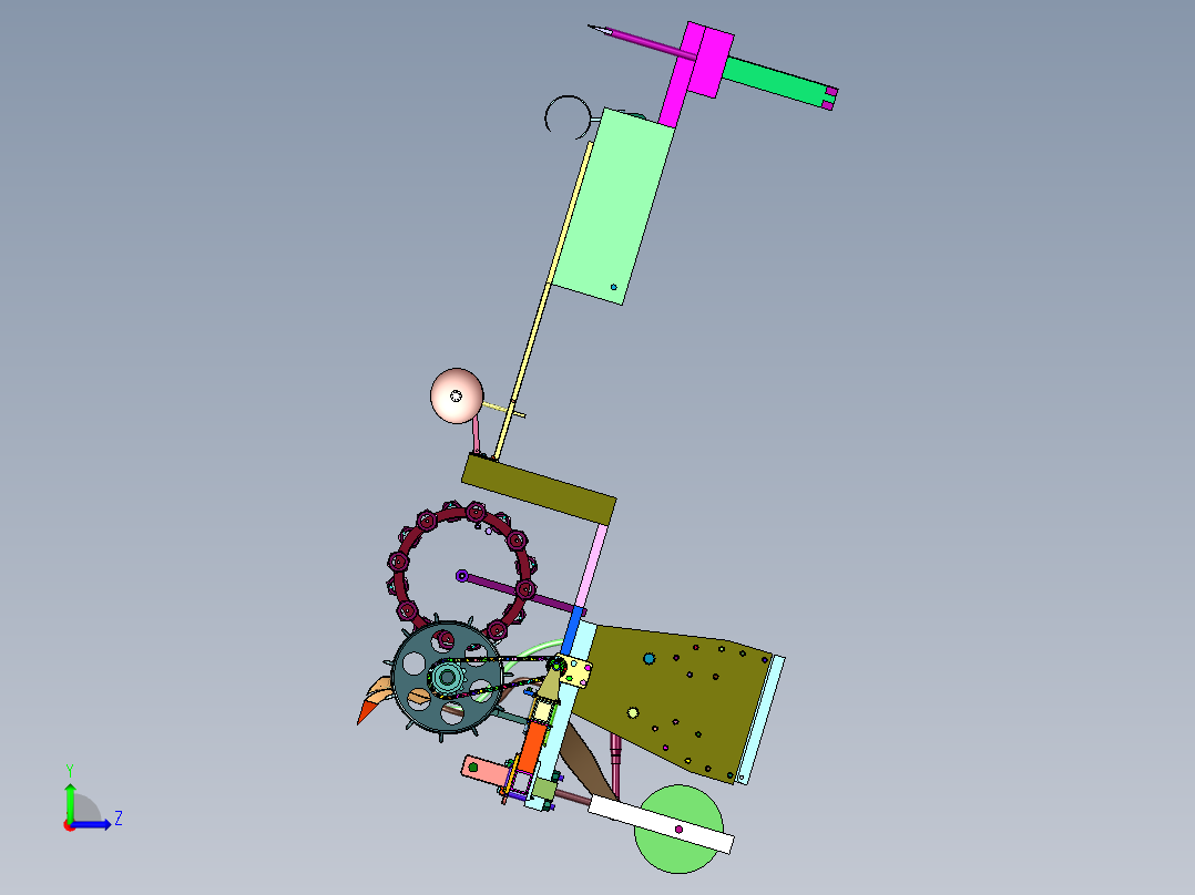 能够进行分苗的农业用播种车左视图