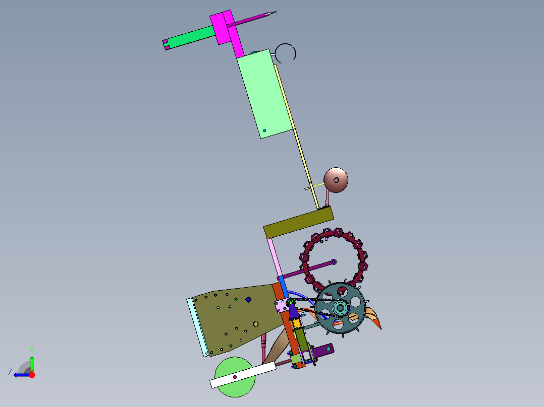 能够进行分苗的农业用播种车俯视图