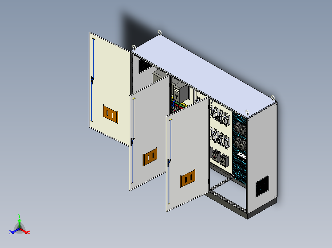 三柜组装双电源刀开关12路交流接触器控制柜 55903