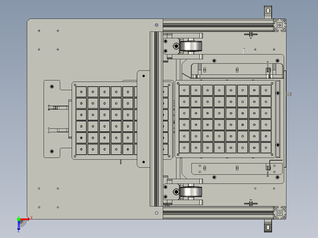 自动料仓可调托盘升降装置俯视图