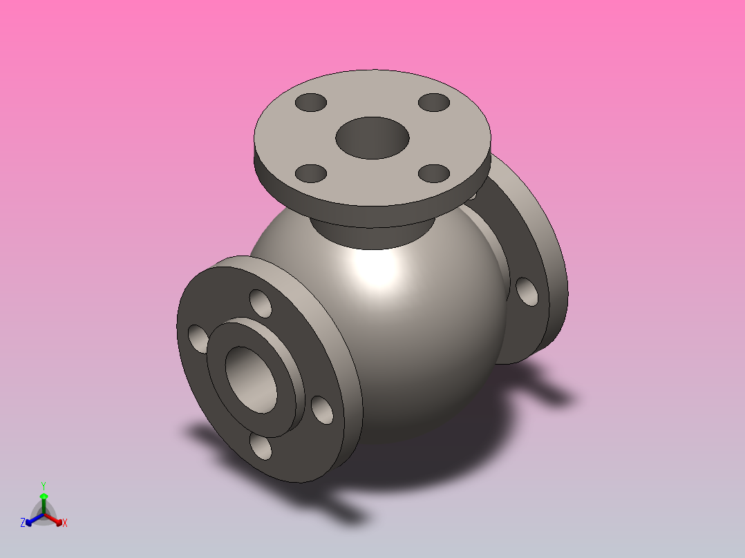 球形阀体正等轴测图