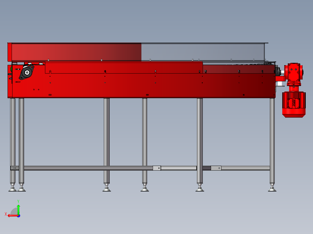 90度转弯皮带输送机 链条式转弯输送机 3D图 机械设计3D模型文件后视图