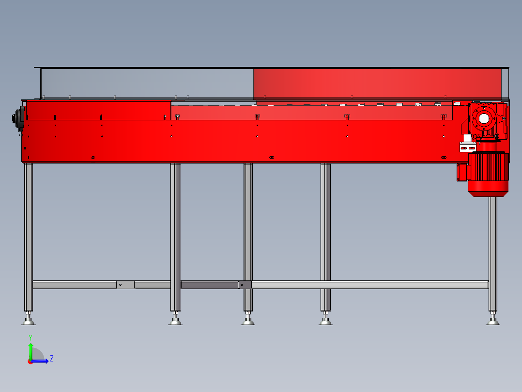 90度转弯皮带输送机 链条式转弯输送机 3D图 机械设计3D模型文件左视图