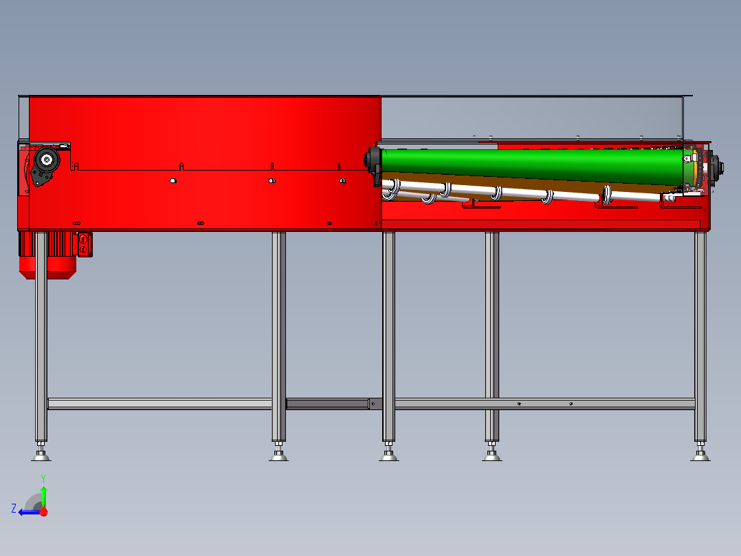 90度转弯皮带输送机 链条式转弯输送机 3D图 机械设计3D模型文件右视图