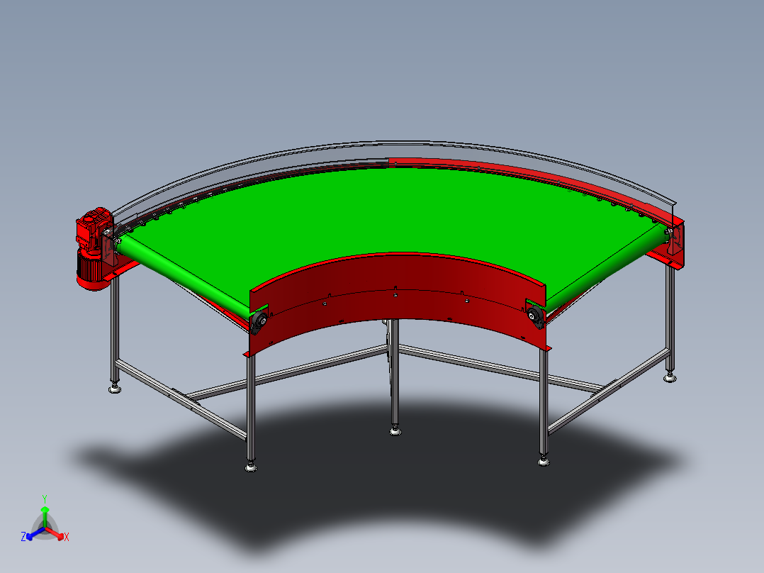 90度转弯皮带输送机 链条式转弯输送机 3D图 机械设计3D模型文件正等轴测图