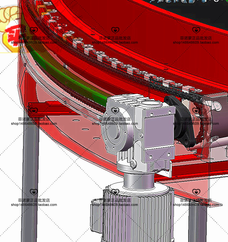 90度转弯皮带输送机 链条式转弯输送机 3D图 机械设计3D模型文件
