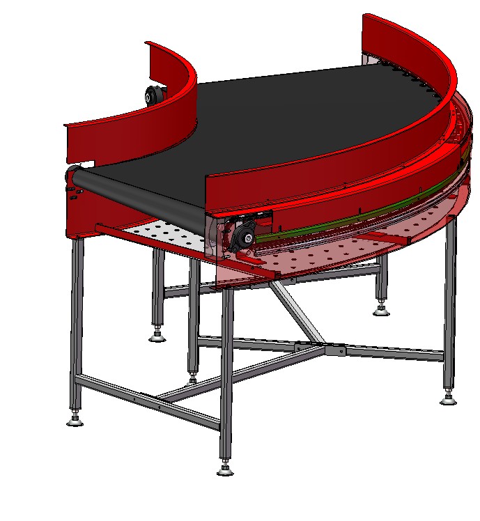 90度转弯皮带输送机 链条式转弯输送机 3D图 机械设计3D模型文件