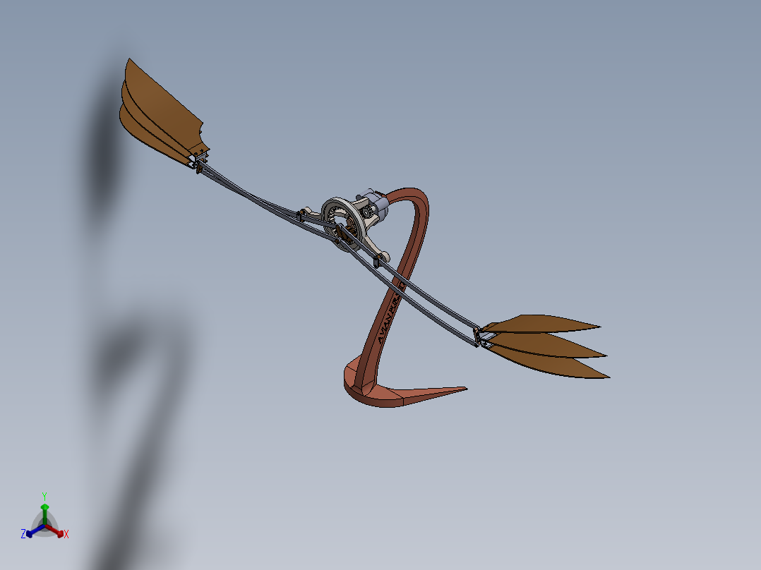 Avian Pursuit R2扑翼机构3D数模图纸 Solidworks设计正等轴测图