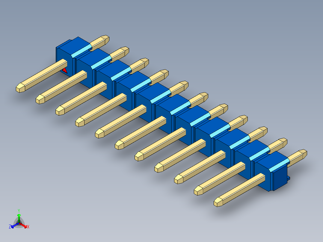 彩色公头100mil（2.54mm）系列-DS1021_blue_1x11p_100mil_Type1_rev1.0主视图