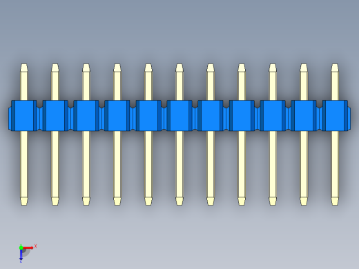 彩色公头100mil（2.54mm）系列-DS1021_blue_1x11p_100mil_Type1_rev1.0俯视缩略图