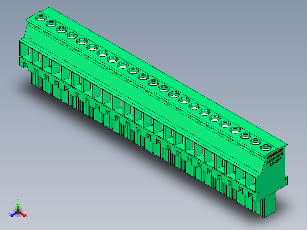 DEGSON 15EDG 系列 3.5mm 插拔式接线端子 FullPack-15EDGKB-3.5-23P-14-00AH正等轴测图