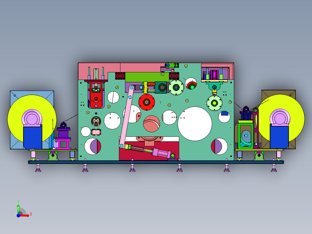 自动卷对卷收放料机前视图