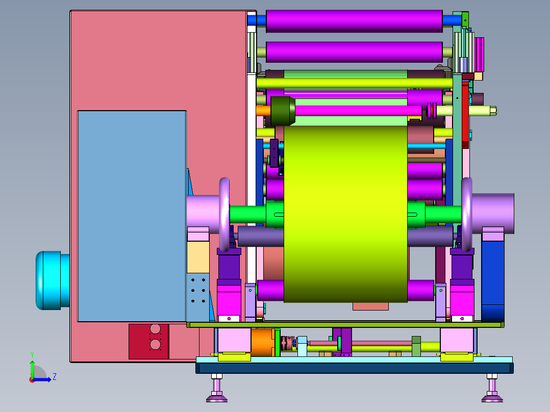 自动卷对卷收放料机左视图