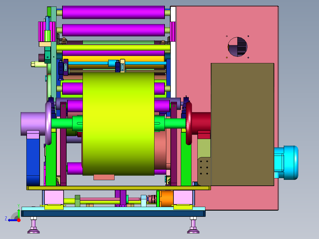 自动卷对卷收放料机右视图