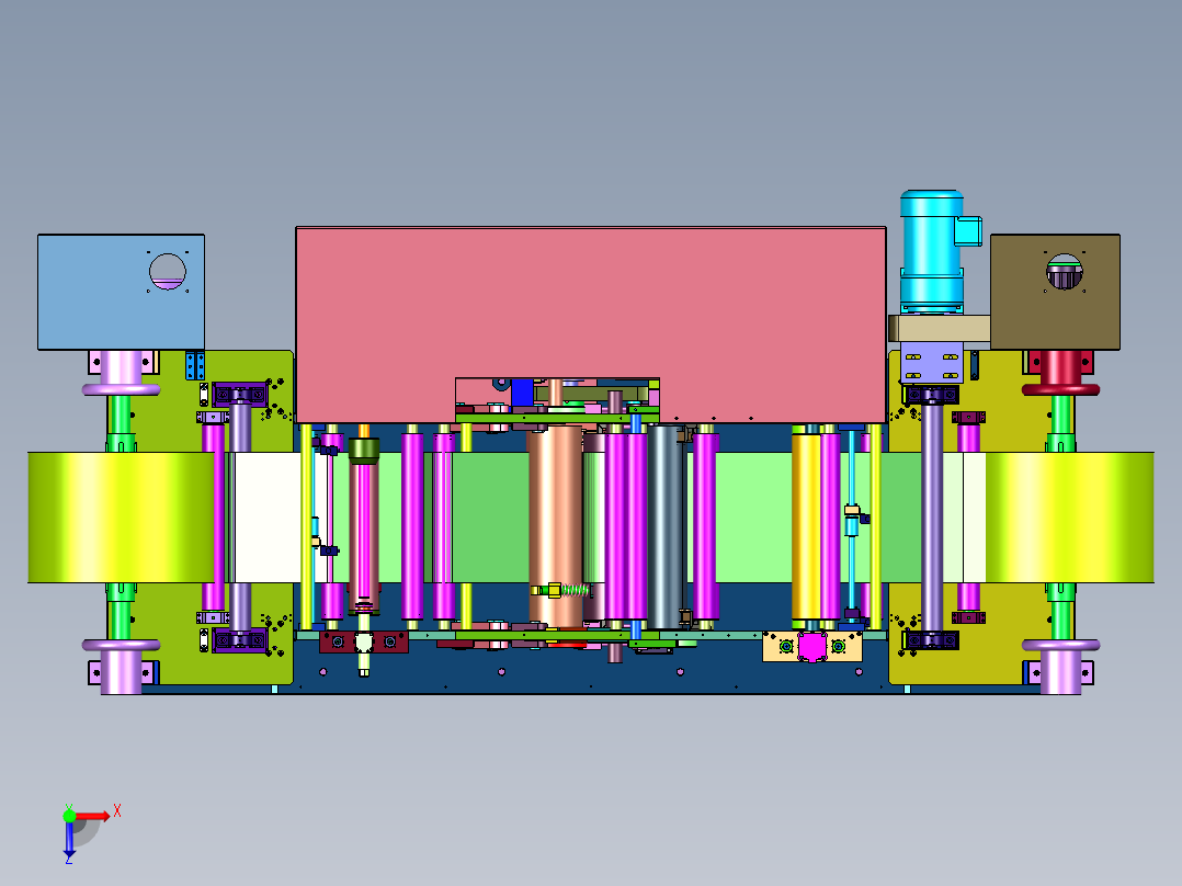 自动卷对卷收放料机俯视图