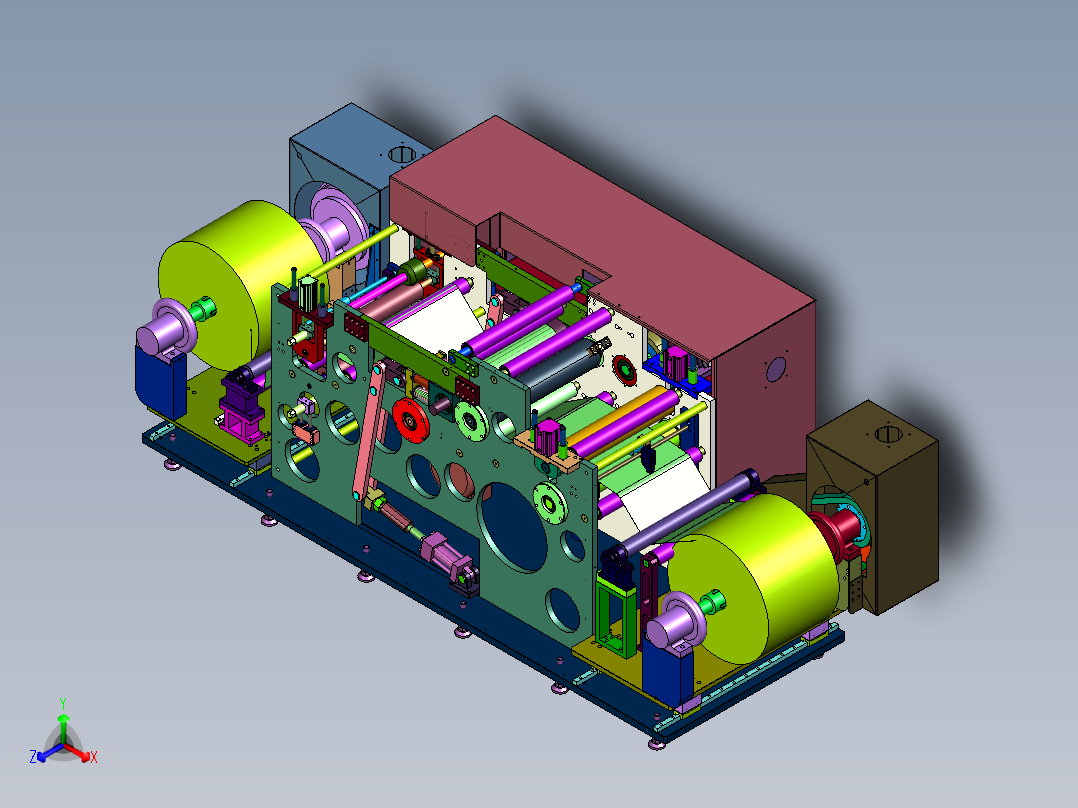 自动卷对卷收放料机正等轴测图
