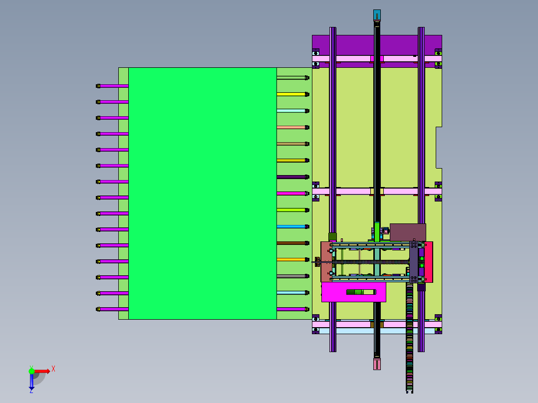 卧式转炉用的全自动捅风眼机俯视图