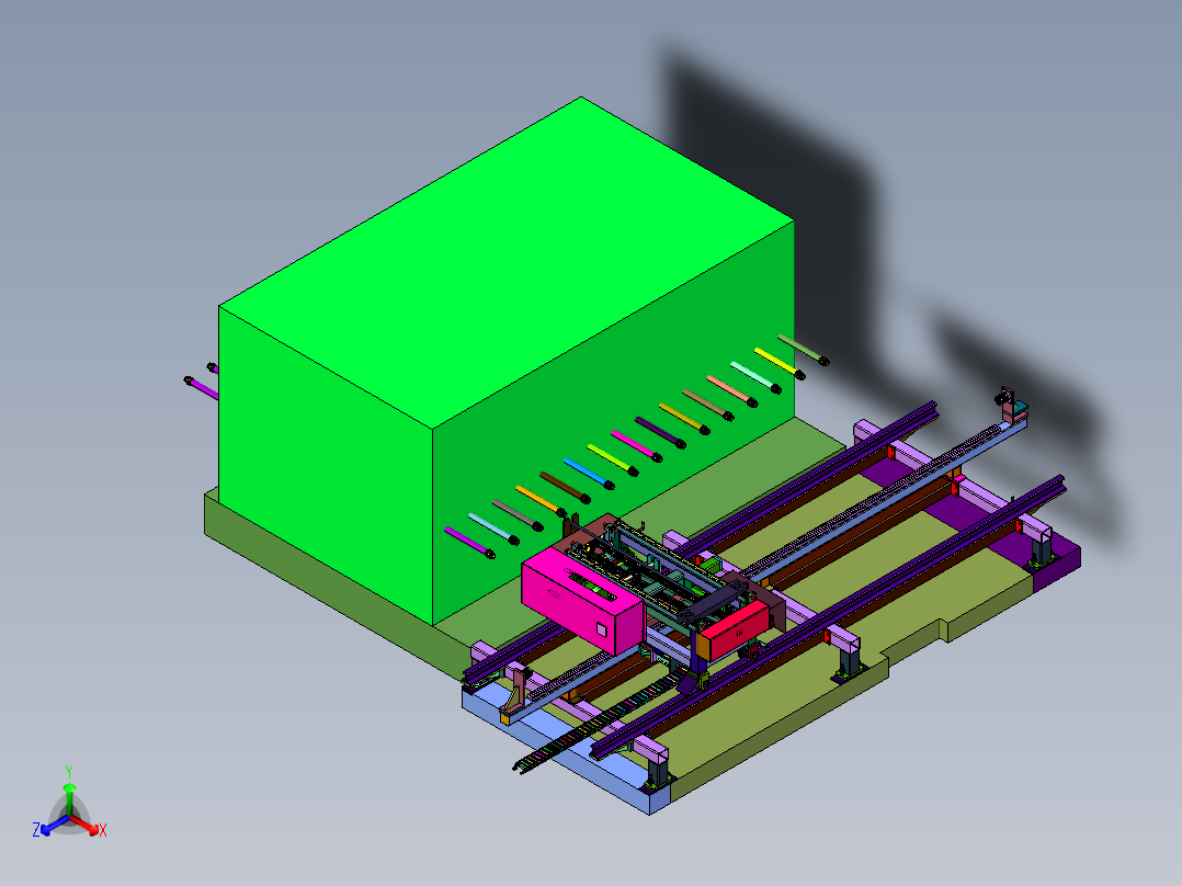 卧式转炉用的全自动捅风眼机正等轴测图
