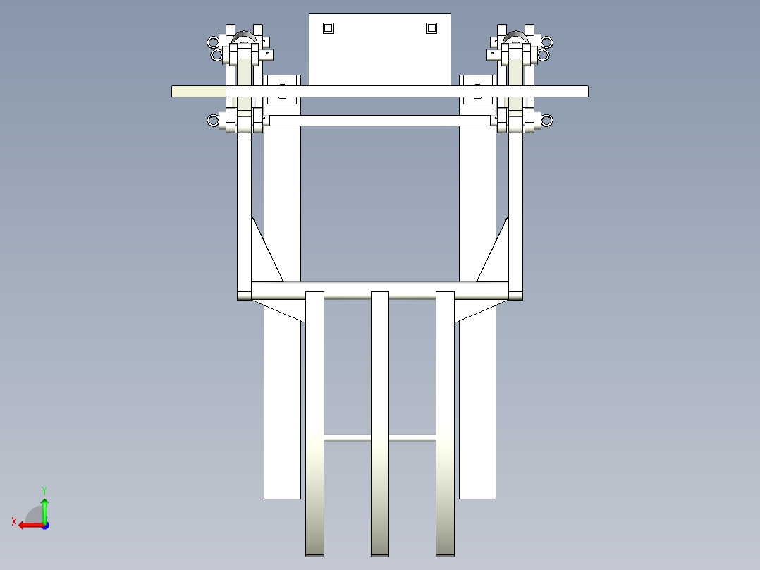 叉车抓夹组件后视图
