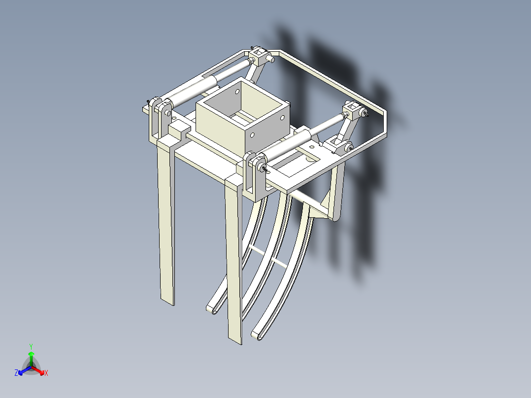 叉车抓夹组件正等轴测图
