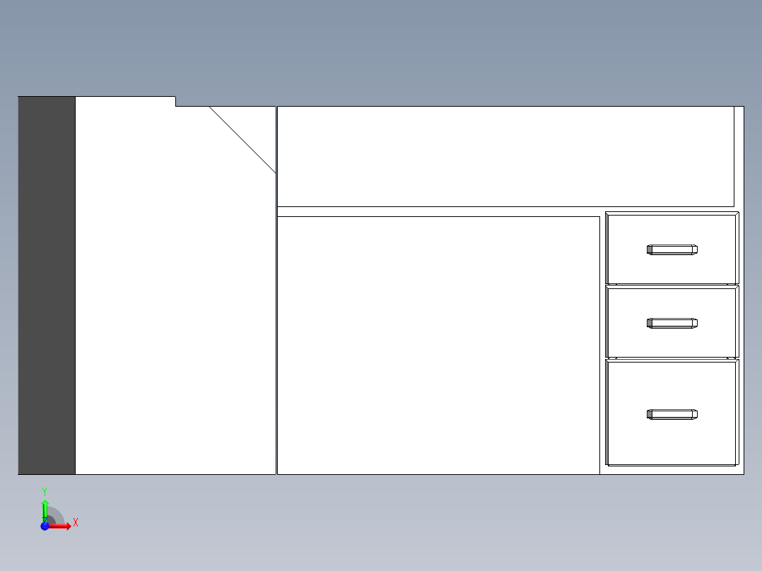 木制书桌前视图