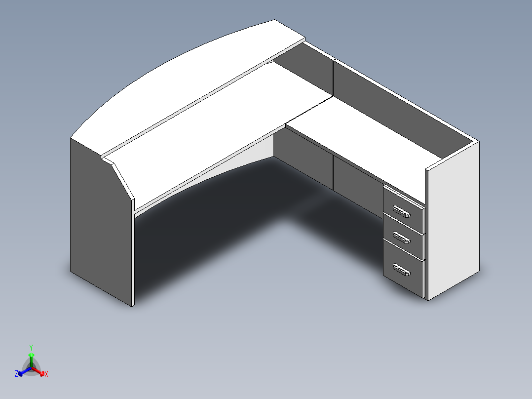 木制书桌正等轴测图