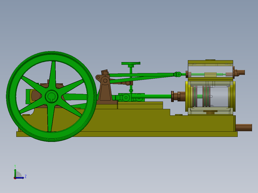 蒸汽机horizontal-steam-engine-9831-模型格式为 sw左视图