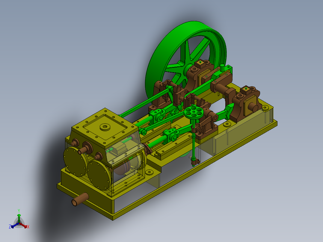 蒸汽机horizontal-steam-engine-9831-模型格式为 sw正等轴测图