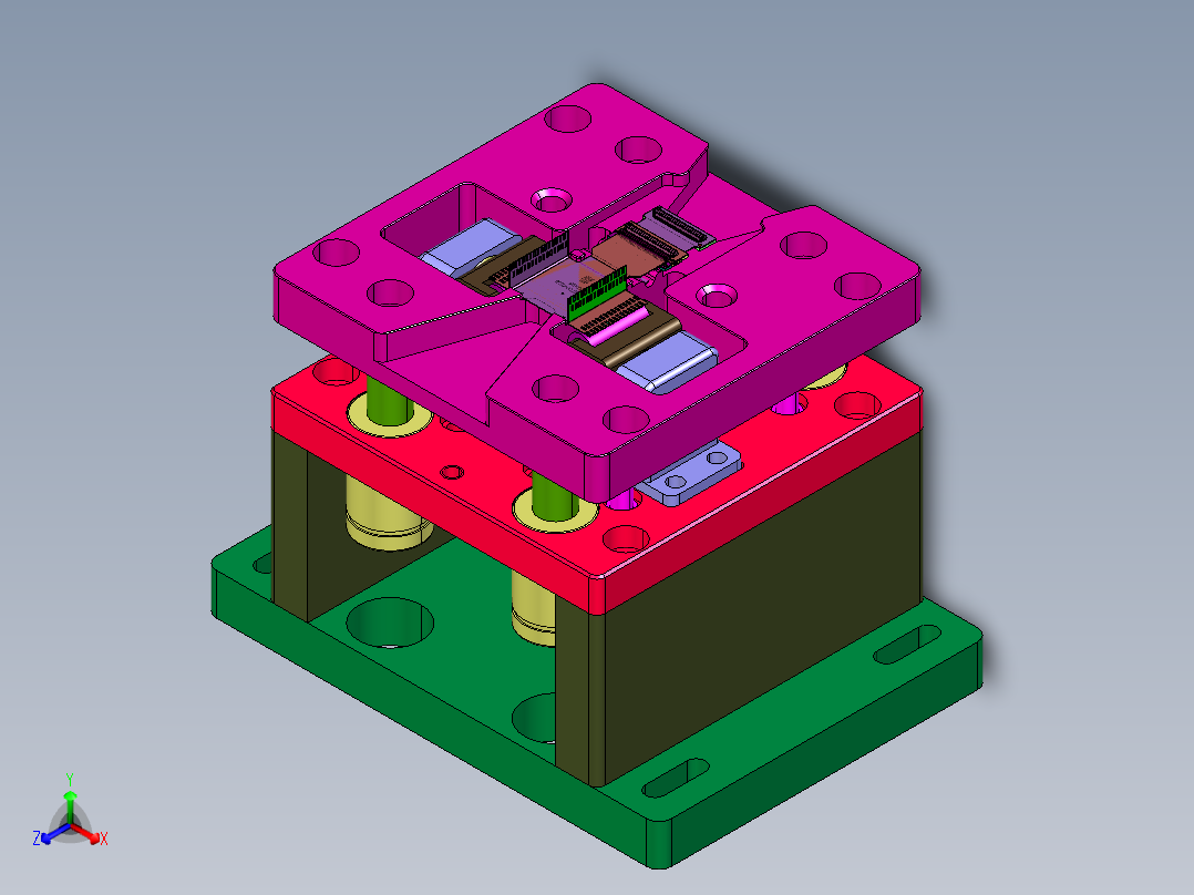 软线路板冲压折弯组件正等轴测图
