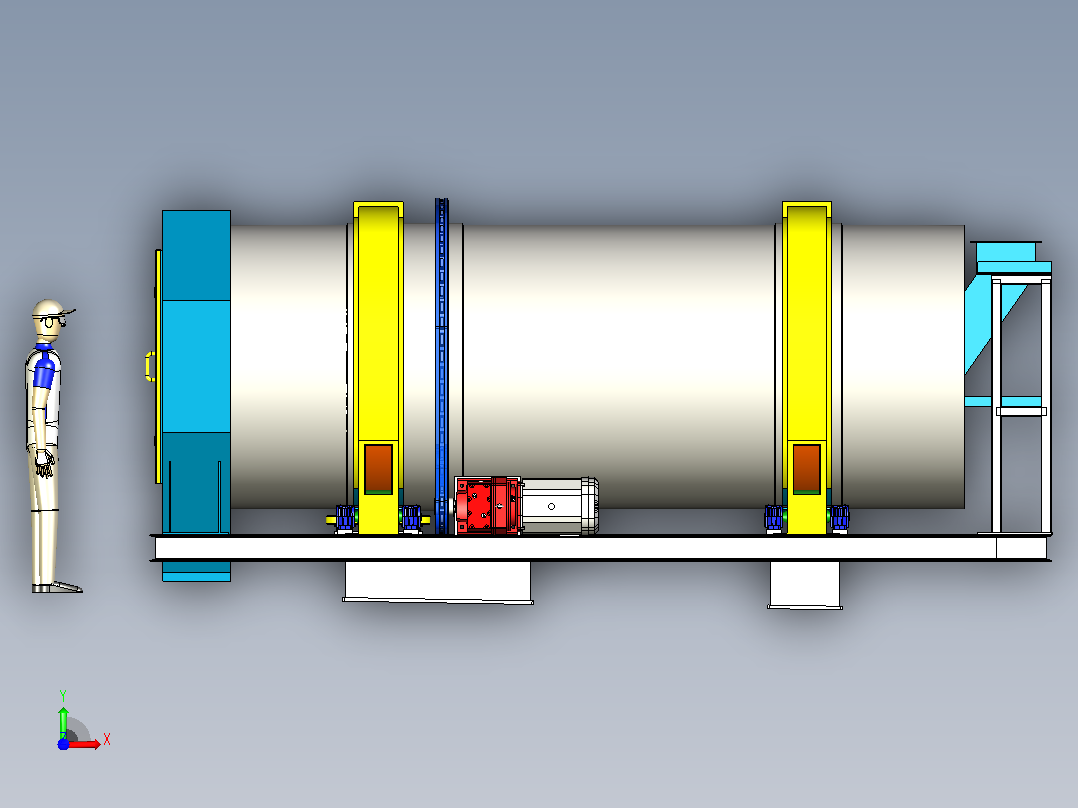 水平搅拌机鼓前视图