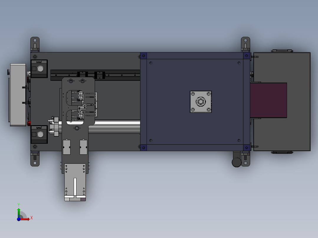 注塑件切浇口3d图纸 注塑件切浇口3d 热熔自动冲切机3d图三维模型前视图
