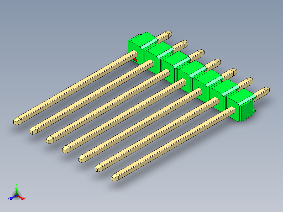 彩色公头100mil（2.54mm）系列-DS1021_green_1x07p_100mil_Type19_rev1.0主视图