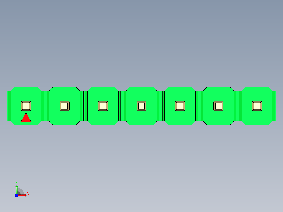 彩色公头100mil（2.54mm）系列-DS1021_green_1x07p_100mil_Type19_rev1.0前视图