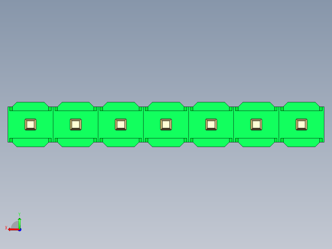 彩色公头100mil（2.54mm）系列-DS1021_green_1x07p_100mil_Type19_rev1.0后视图