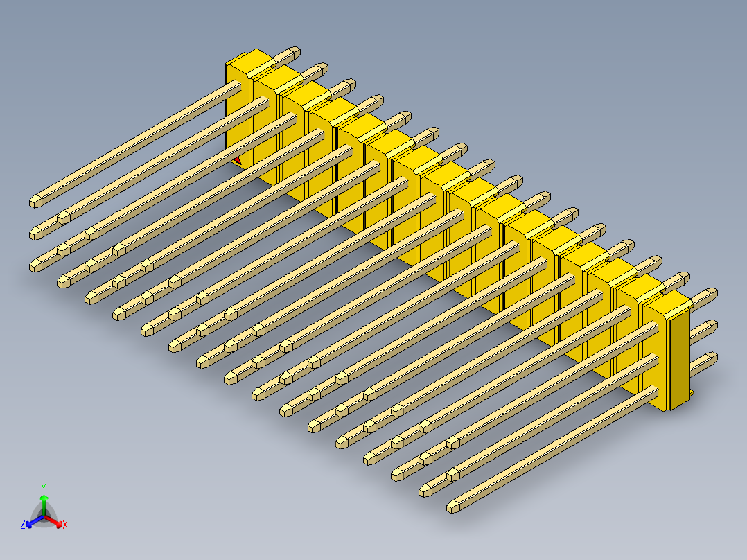 彩色公头100mil（2.54mm）系列-DS1021_yellow_3x16p_100mil_Type19_rev1.0主视图