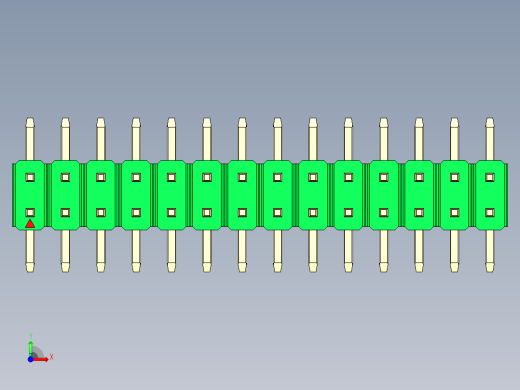 彩色公排针 100mil 2.54mm 系列-DS1022_green_28p_100mil_TypeSMT_rev1.0前视缩略图