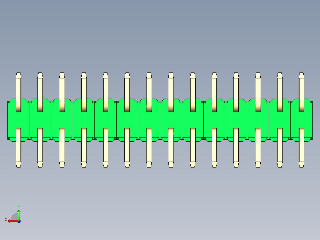彩色公排针 100mil 2.54mm 系列-DS1022_green_28p_100mil_TypeSMT_rev1.0后视图